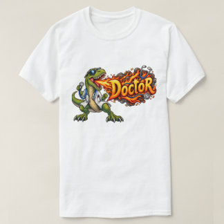 Rolig T-Rex-läkare som andas eld | Dinosaurie Dokt T Shirt