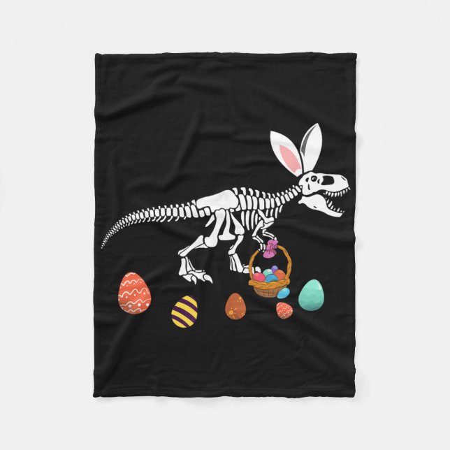 Rolig T Rex Påsk Skelett Kanin Sket Äggsökning Ea Fleecefilt (Framsidan)