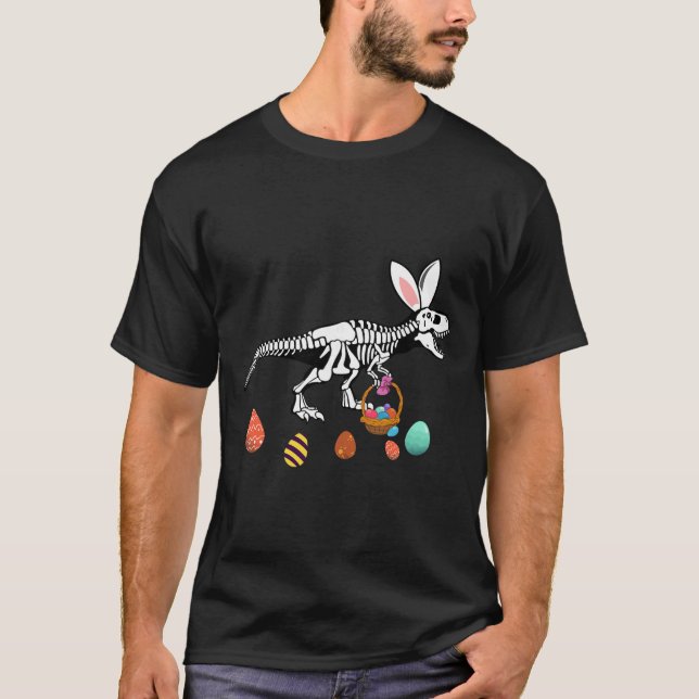 Rolig T Rex Påsk Skelett Kanin Sket Äggsökning Ea Shirt (Framsida)
