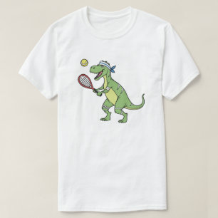 Rolig T-Rex-serietecknad dinosaur som spelar tenni T Shirt