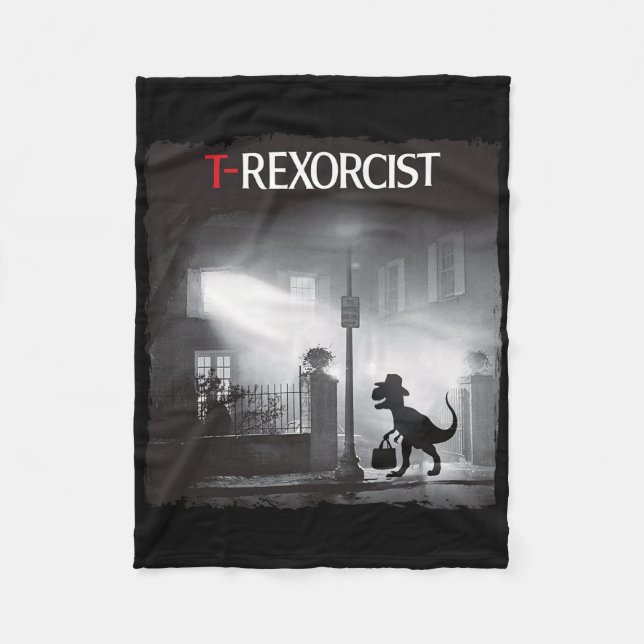 Rolig T-rex Skräckparodi Dinosaurie Halloween Retr Fleecefilt (Framsidan)