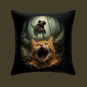 Rolig T-Rex & Skrikande Katt Meme Kudde