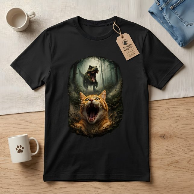 Rolig T-Rex & Skrikande Katt Meme T Shirt (Skapare uppladdad)