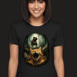 Rolig T-Rex & Skrikande Katt Meme T Shirt