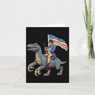 Rolig T-shirt Abe Lincoln Ridande En Dinosaurie T- Kort