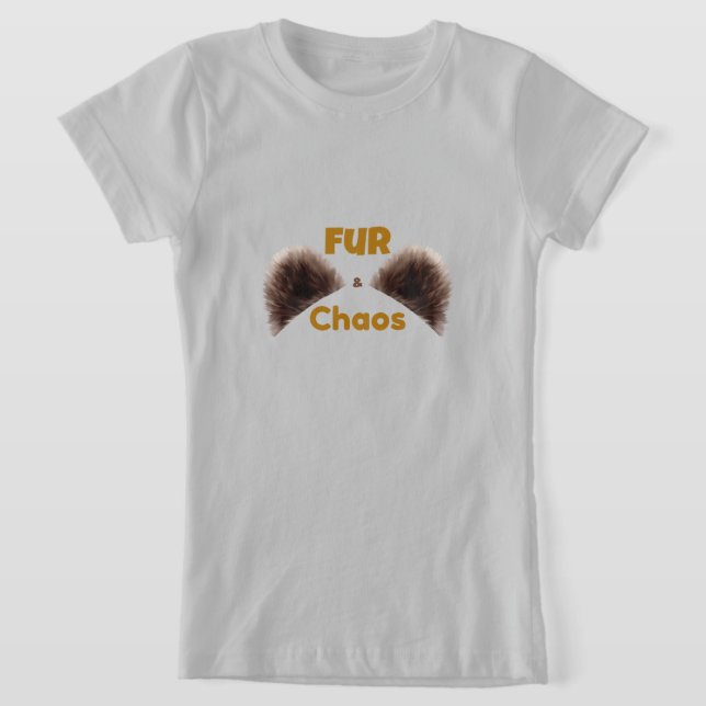 Rolig T-shirt för barn med husdjur - Fur & Chaos (Laydown)