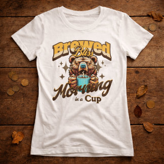 Rolig T-shirt för björn som dricker kaffe