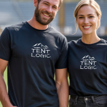 Rolig T-Shirt för Camping med Tältlogik i Bergsmil