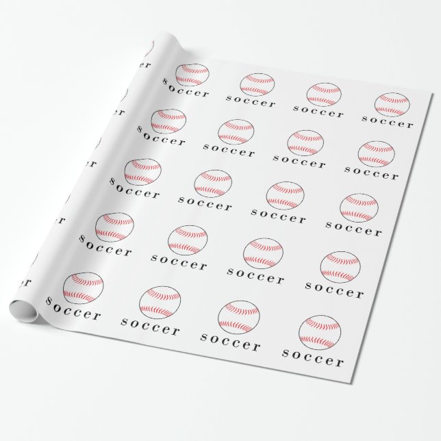 Rolig T-Shirt för Fotboll och Baseboll Presentpapper (Utrullad)