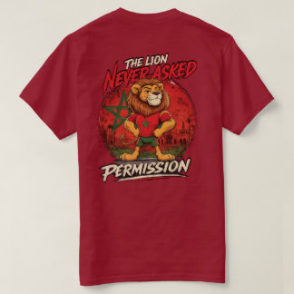Rolig T-shirt för fotbollsfan med Marockos lejon