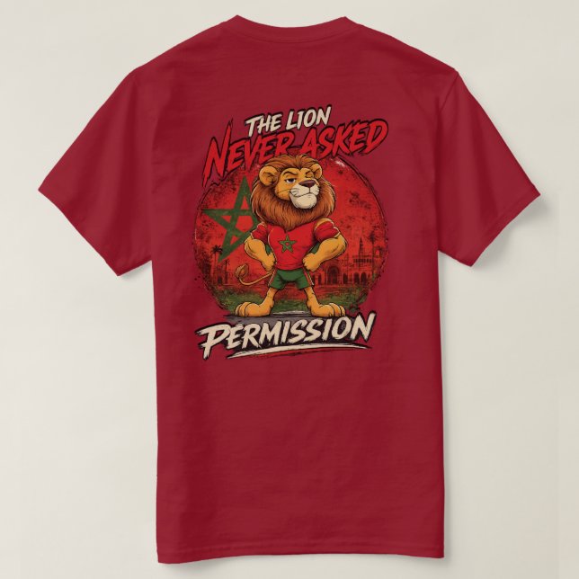 Rolig T-shirt för fotbollsfan med Marockos lejon (Design baksida)