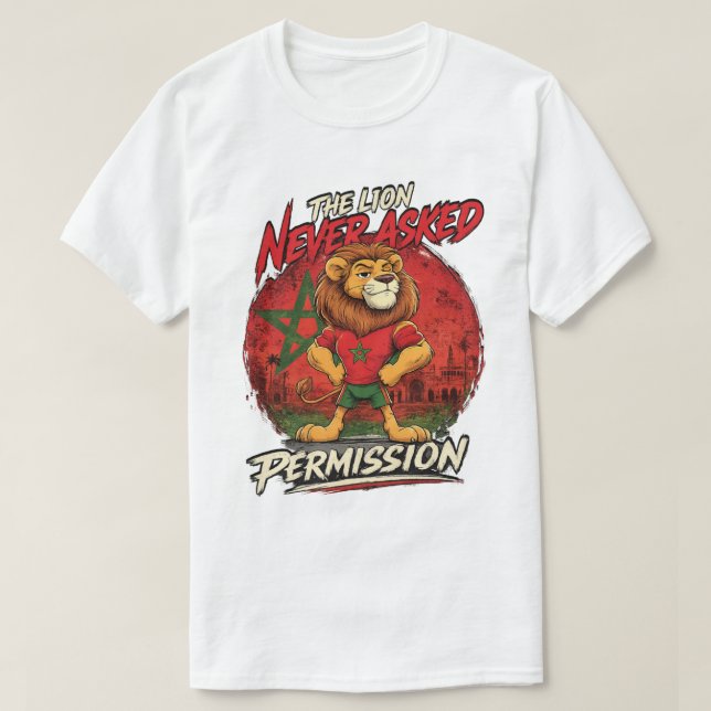 Rolig T-shirt för fotbollsfan med Marockos lejon (Design framsida)