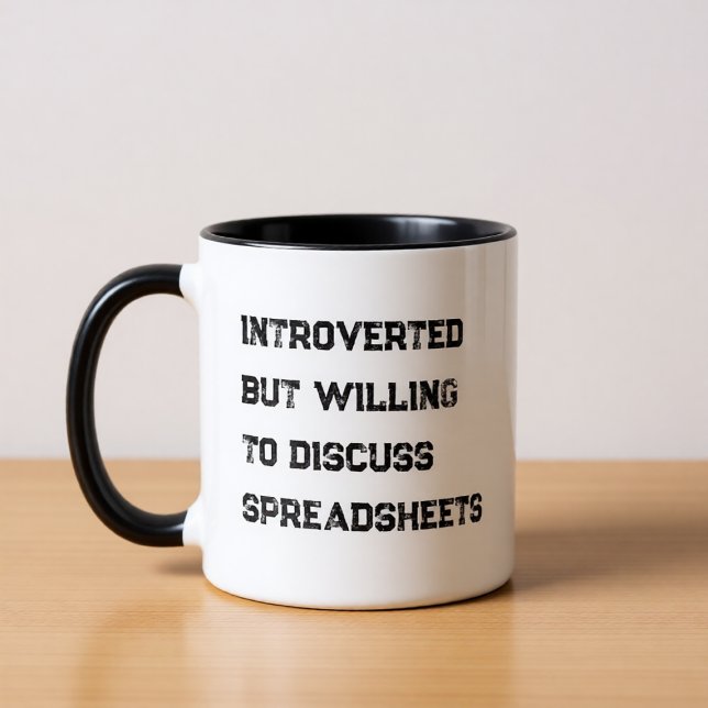 Rolig T-shirt för Introvert Bokhållare med Citat o Mugg (Skapare uppladdad)