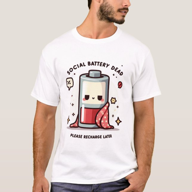 Rolig T-shirt för Introverta med Död Socialt Batte (Framsida)