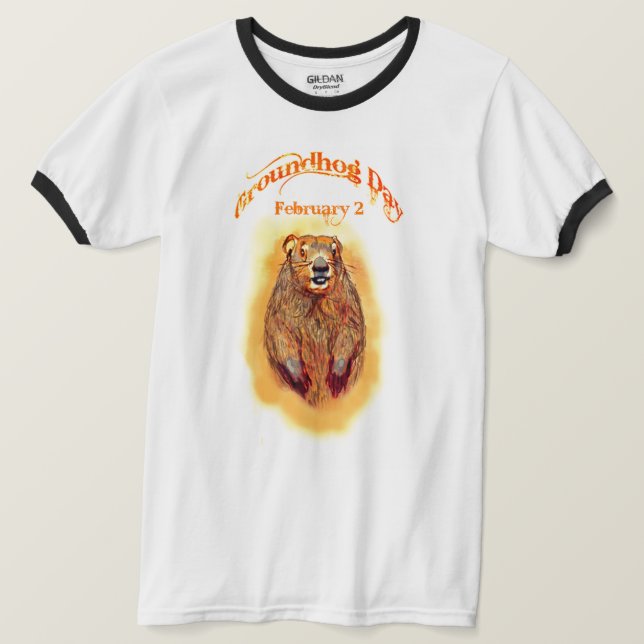 Rolig T-shirt för jordpälsdags-tema av konstnär (Design framsida)