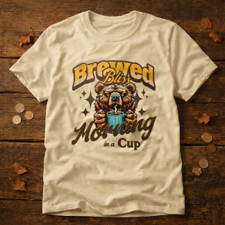 Rolig T-shirt för kaffedrickare med björn