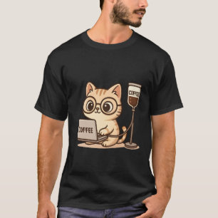 Rolig T-shirt för koffeinälskare och söta katter