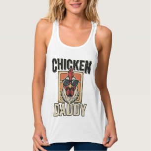 Rolig T-Shirt för Kycklingpappa Vintage Vector_1 Linne Med Racerback