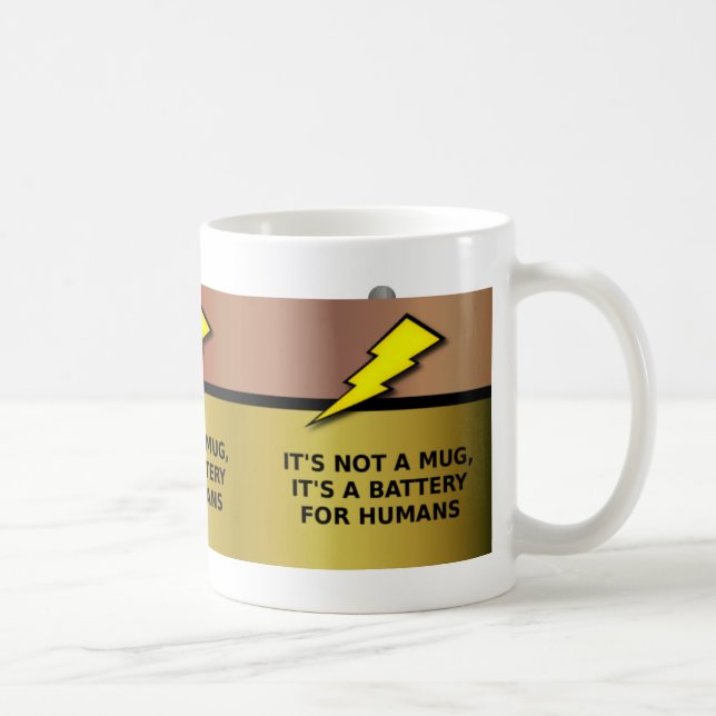 Rolig T-shirt för Mänsklig Batteri Kaffemugg (Höger)