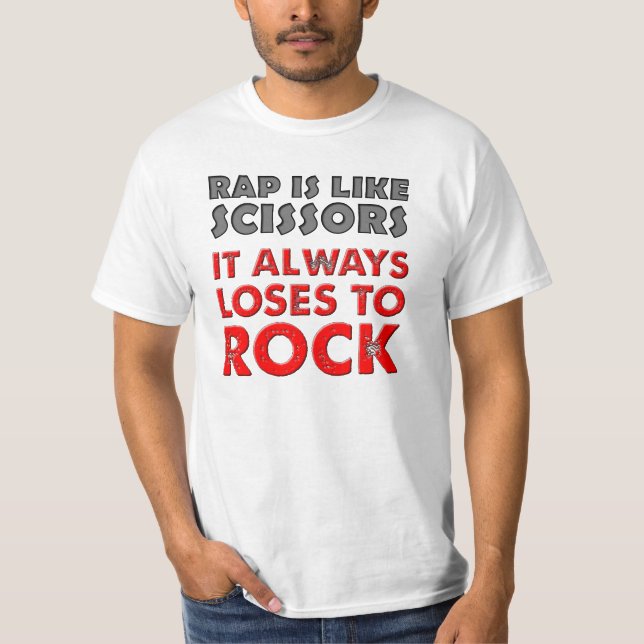Rolig T-shirt för Rap Versus Rock Paper Scissors (Framsida)