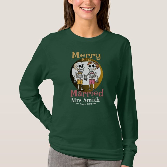 Rolig T-shirt för Skelettpar (Framsida)