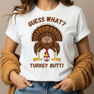 Rolig t-shirt för Thanksgiving ,Gissa vad Kalkon R
