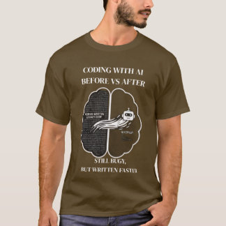 Rolig T-shirt för utvecklare som kodar med AI Före