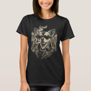 Rolig T-Shirt Hund som röker cigarett Chihuahua Me