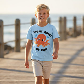 Rolig T-shirt med åttaarmad bläckfisk för pojkar