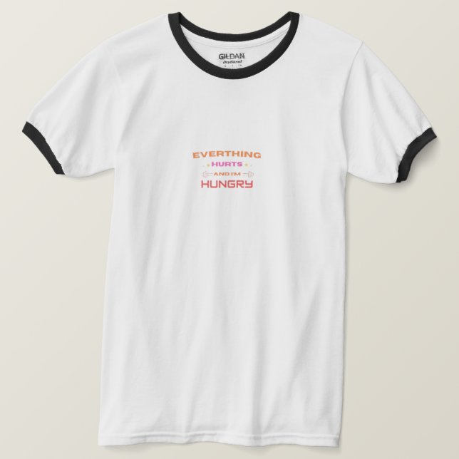Rolig T-Shirt med Citat om Träning (Design framsida)