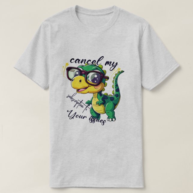 Rolig T-shirt med dinosaur – "Sägbara min prenumer (Design framsida)
