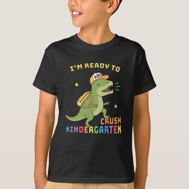 Rolig T-Shirt Med Dinosaurie Beredd Att Krossa För (Framsida)