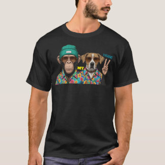 Rolig T-Shirt Med Djurfriends | Cool Monkey Hund