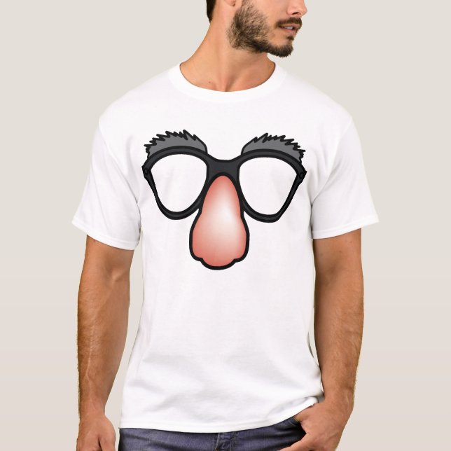 Rolig T-Shirt Med Falsk Näsa Och Glasögon (Framsida)