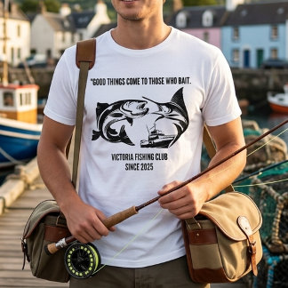 Rolig T-Shirt med Fiskeklubb Pun Citat