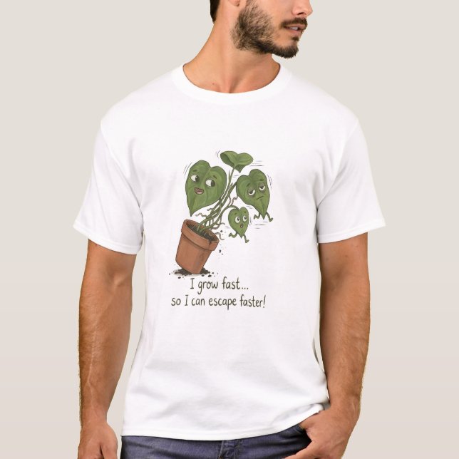 Rolig T-shirt med Flyktande Växt (Framsida)