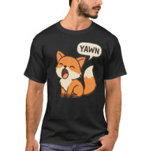 Rolig T-Shirt med Gäspande Räv – Söt Sovande Räv D