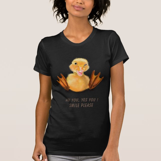 Rolig T-shirt med Glad Anka - Anpassad Text (Framsida)