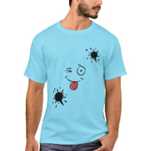 Rolig T-Shirt med Glatt Ansikte och Bläckfläck – S