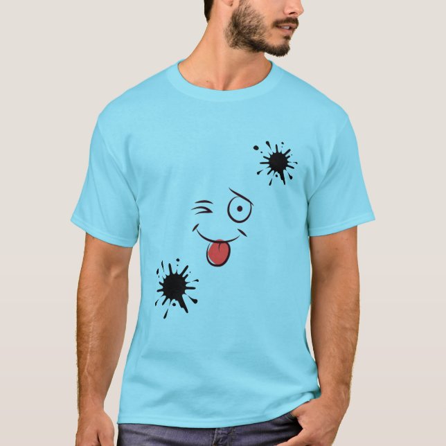 Rolig T-Shirt med Glatt Ansikte och Bläckfläck – S (Framsida)