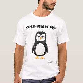 Rolig T-shirt med Grinig Pingvin - Cold Shoulder