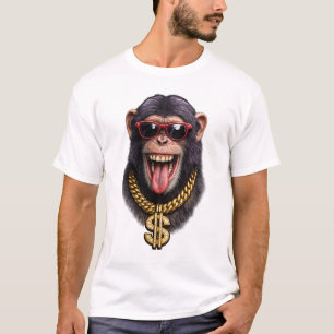 Rolig T-Shirt med Guldkedja för Apa – Cool Urban S