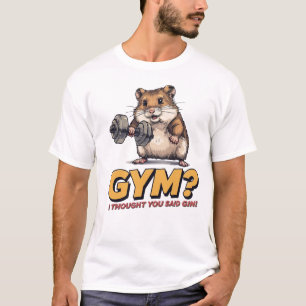 Rolig T-shirt med hamster i gymmet – Jag trodde du