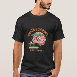 Rolig T-shirt med hjärnan som laddar kaffe