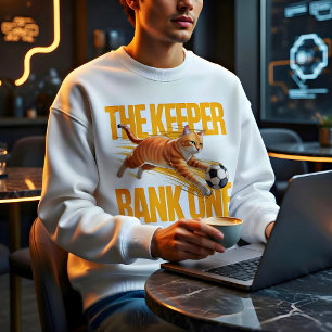 Rolig T-shirt med kattmålvakt för fotbollsälskare Lång Ärmad Tröja