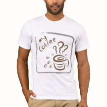 Rolig T-shirt med minimalistisk skiss av kaffedric
