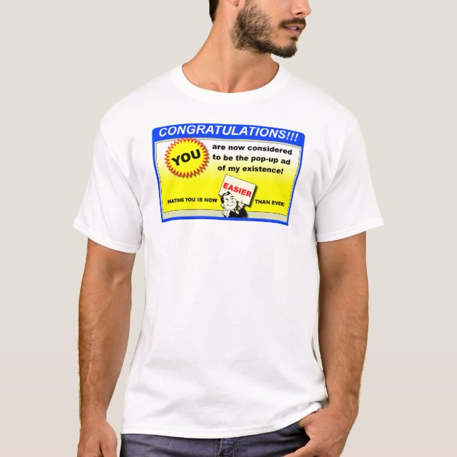 Rolig T-Shirt med Pop-Up-reklam (Framsida)