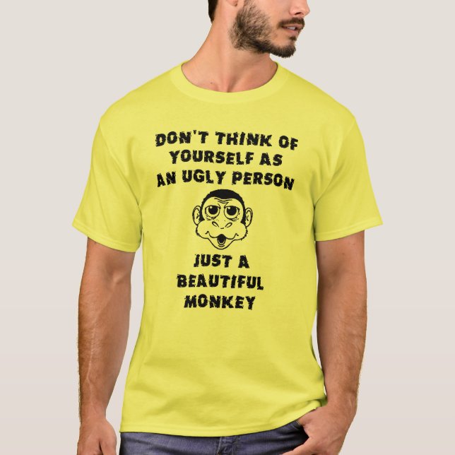 Rolig T-shirt med rolig apa Humor (Framsida)