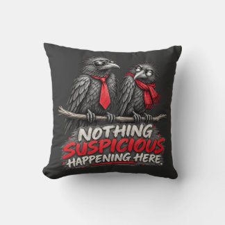 Rolig T-shirt med två kråkor - Inget att se här Kudde