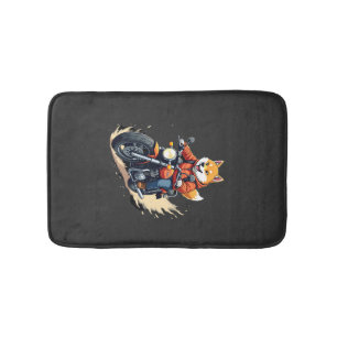 Rolig T-Shirt, Shiba Inu, Motorcykel, Hund, Docka, Badrumsmatta